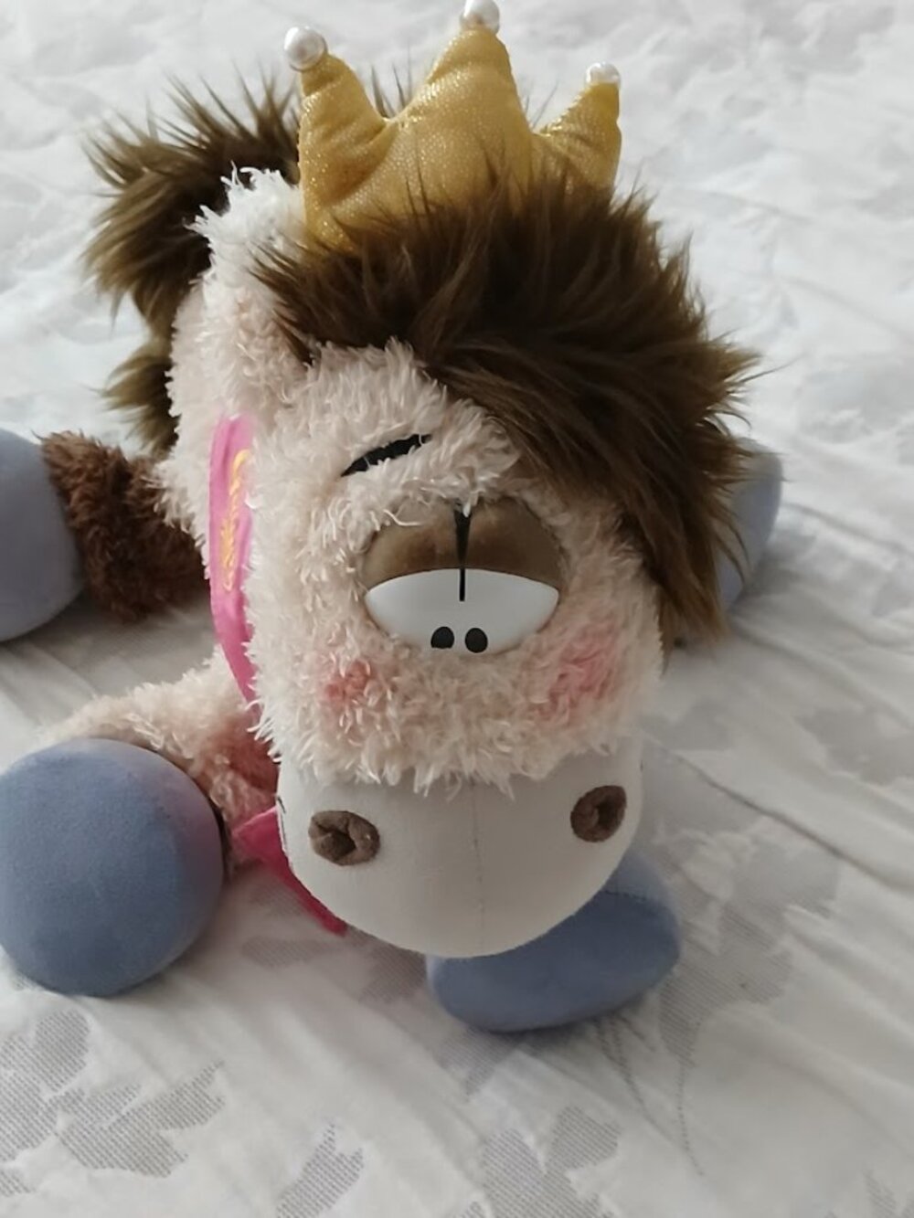 Diddl Galupy Horse Plush, Depesche Germany, crown, pink ribbon, 14" -RARE